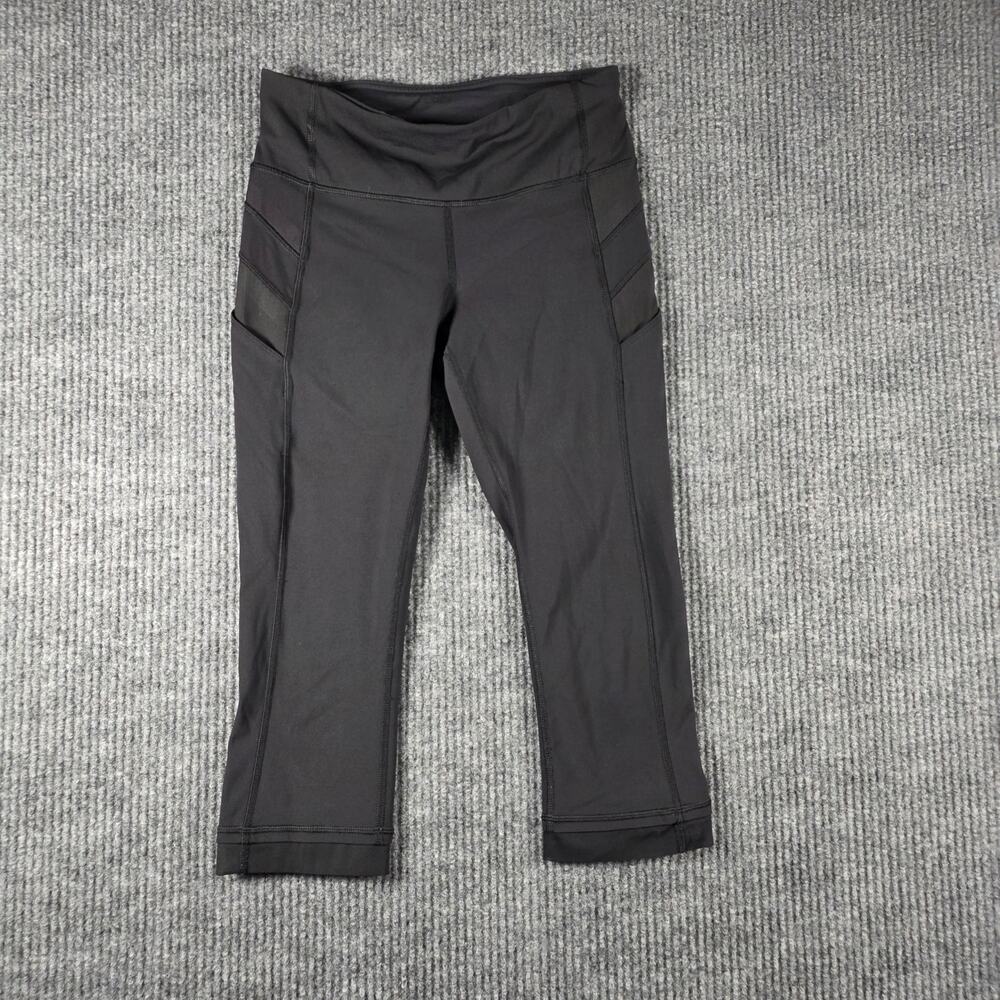 Lululemon Black Crop Leggings Zip Pocket Running Womens Size 4